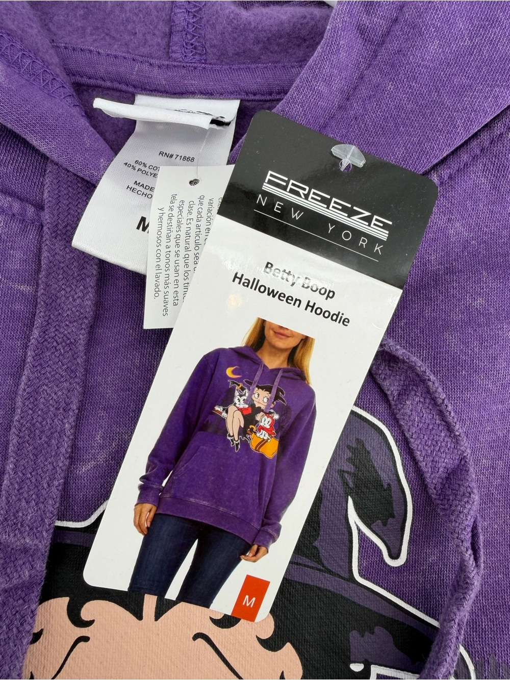 Betty Boop Purple Halloween Graphic Hoodie - Picture 2 of 2